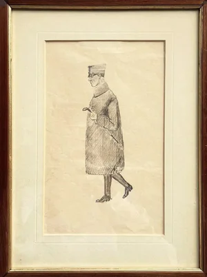 Italian Artist, Man, 1900s, Pencil Drawing on Paper, Framed