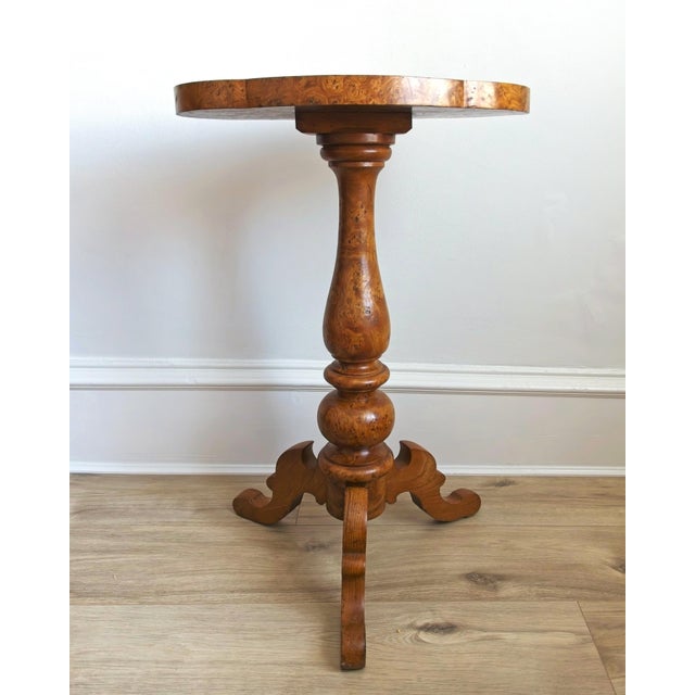 Antique Maple Burl Wood Side Table For Sale - Image 4 of 13