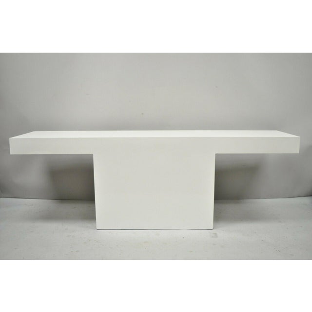 Vintage Mid Century Modern White Laminate Formica Console Table