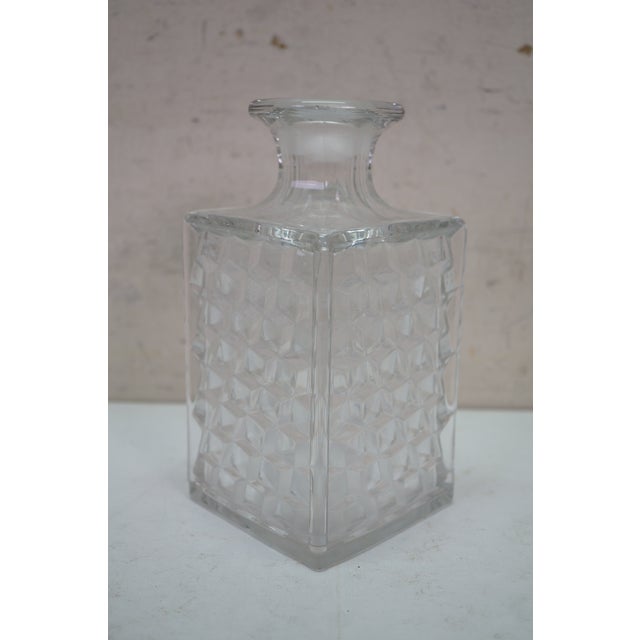 Glass Vintage Fostoria Glass Geometric Square Liquor Bar Bottle Decanter For Sale - Image 7 of 15