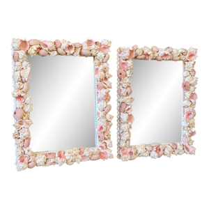 Custom Coastal Organic Sculptural Pink Seashell Wall Mirror