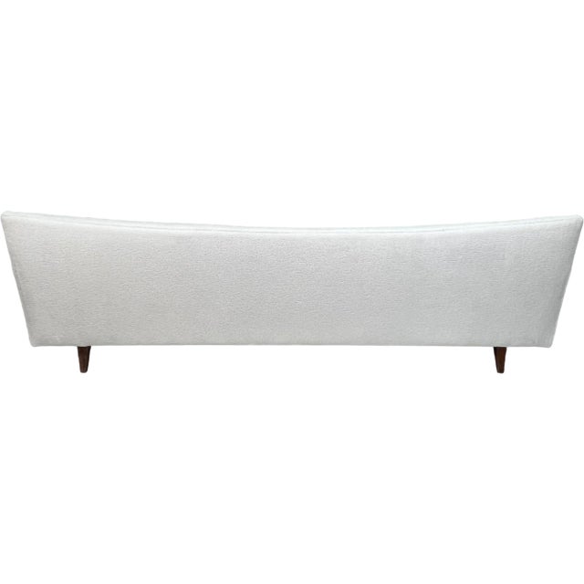 Mid Century Tuxedo Sofa in White Boucle For Sale - Image 4 of 9