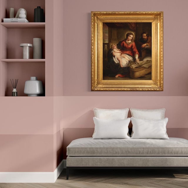 Flemish Artist, Holy Family, 1750, Oil on Canvas, Framed For Sale - Image 4 of 17