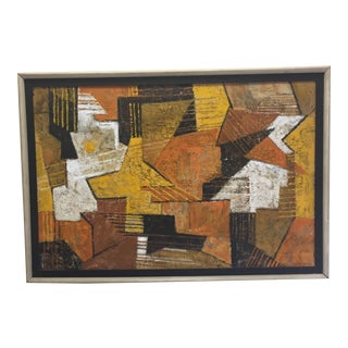 1959 Cubist Inspired Abstract Oil Painting on Board For Sale