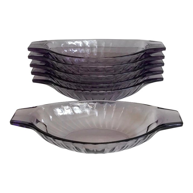 Mid 20th Century Purple Faceted Glass Dishes - Set of 6 For Sale