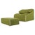 Textile Set of Green Plumy Lounge Chair and Ottoman attributed to Annie Hiéronimus for Cinna, 1980s For Sale - Image 7 of 7