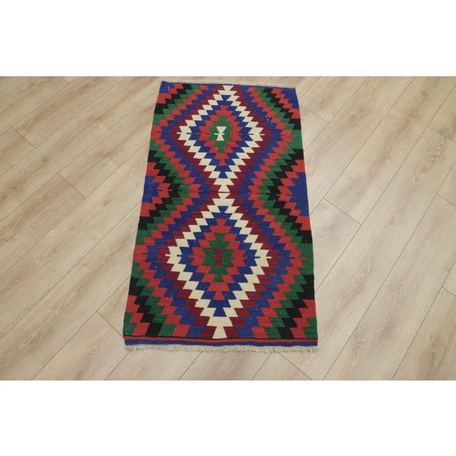 1980s African Red Blue Ikat Small Rug For Sale In Sacramento - Image 6 of 13