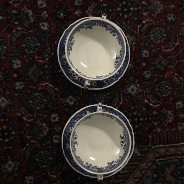 Blue 1970s Villeroy & Boch Transfer Ware Soup and Saucers - a Pair For Sale - Image 8 of 8