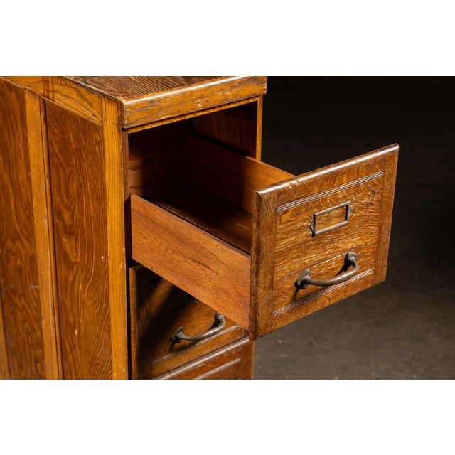 Wood Antique Oak 4-Drawer Filing Cabinet For Sale - Image 7 of 10