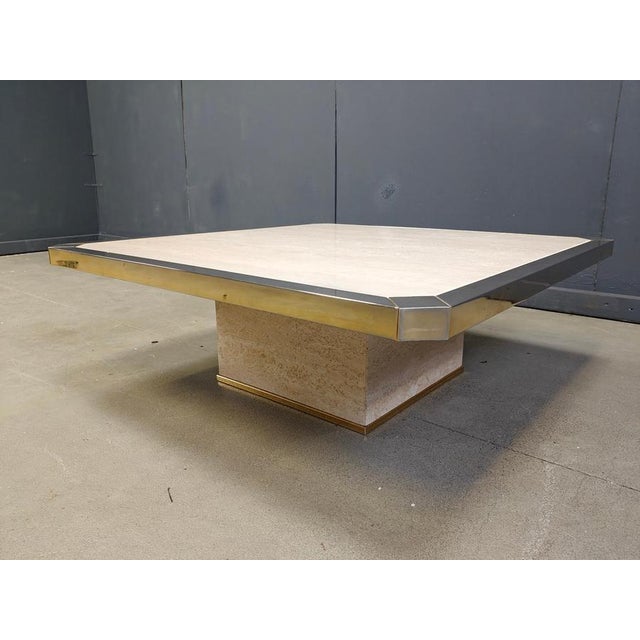 Vintage 23kt Gold and Travertine Coffee Table from Belgochrom, 1970s For Sale - Image 4 of 12