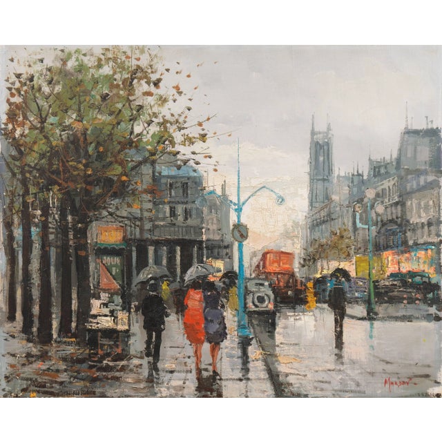 Signed lower right, 'Marda' (French, 20th century) and inscribed verso 'Street Scene by Marda #4'. A substantial, mid-...