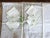 Vintage mid 20th century linen organza hand embroidered luncheon tablecloth and 6 napkins. White with green floral...