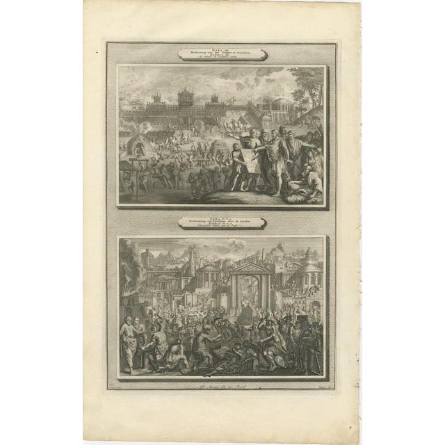 Baroque Pieter Mortier, Rebuilding the Temple and the City of Jerusalem, Pieter 1700, Engraving For Sale - Image 3 of 12