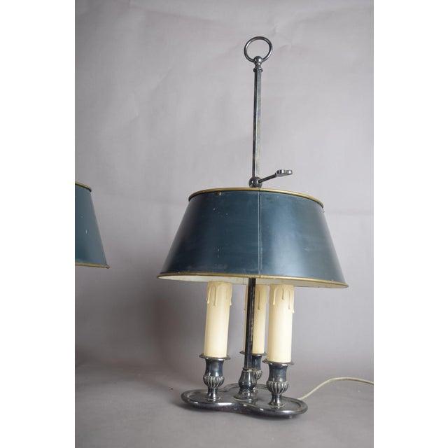 French Bouillotte Lamps in Silvered Metal, 1940s, Set of 2 For Sale - Image 14 of 18
