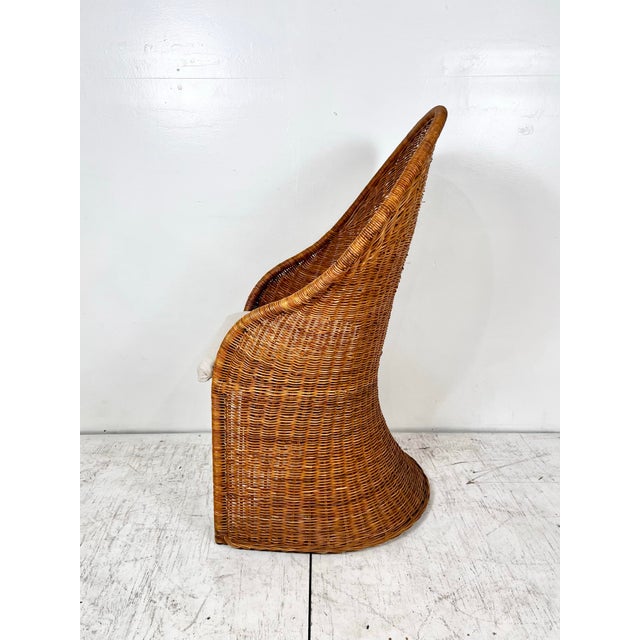 Vintage Fan Back Wicker Chair For Sale In Tampa - Image 6 of 12