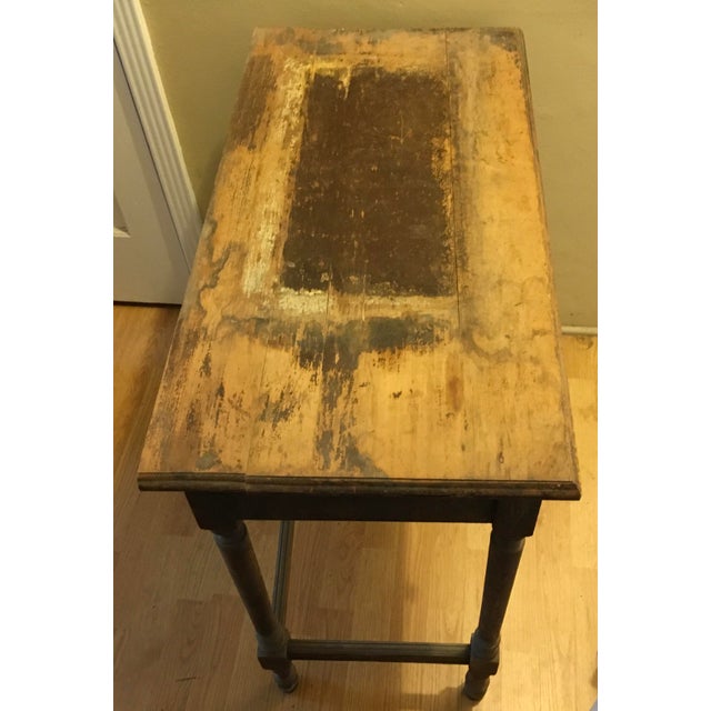 Vintage Wood Farmhouse Writing Desk Writing Table For Sale - Image 4 of 5