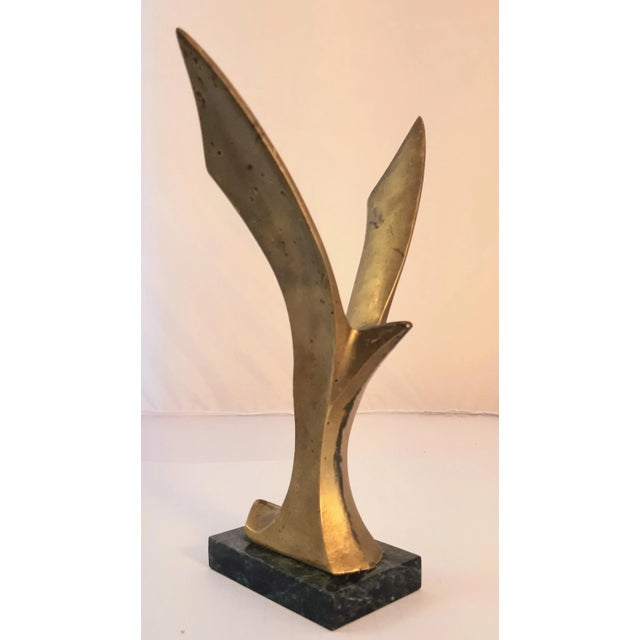 Brass Vintage Bass Brutalist Abstract Mid Century Bird Sculpture For Sale - Image 8 of 11