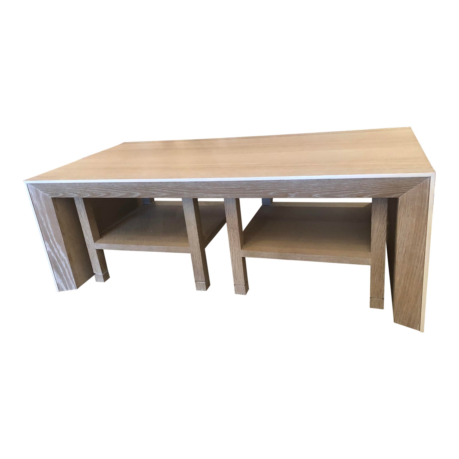 Cerused Wood Rectangular Coffee Table With Matching End Tables Set of