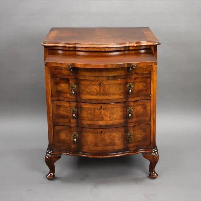Antique Burr Walnut Serpentine Chest of Drawers, 1920s For Sale - Image 6 of 7