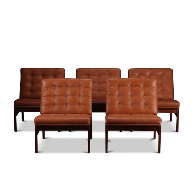 1960s Moduline Slipper Chairs in Teak by Ole Gjerløv Knudsen - Set of 5 For Sale - Image 5 of 9