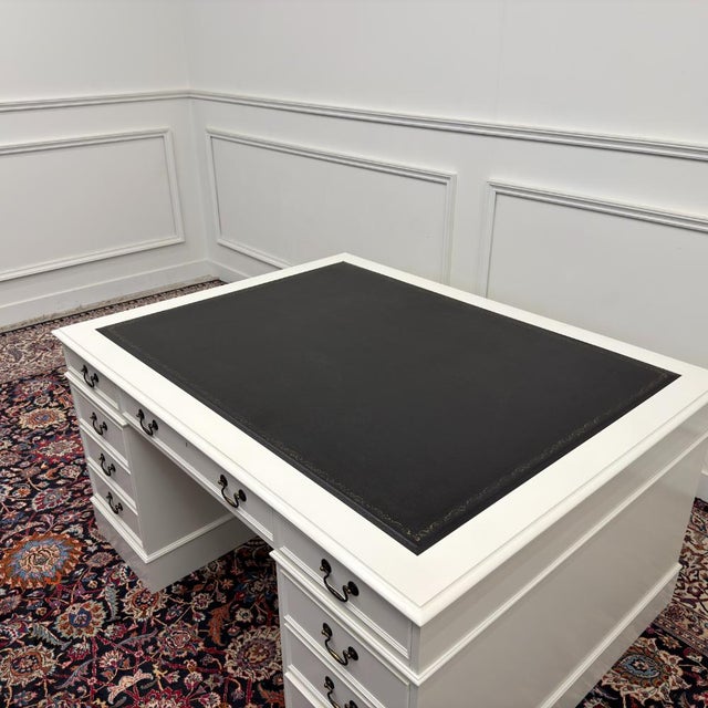 English Classic White Partner Desk For Sale - Image 16 of 18