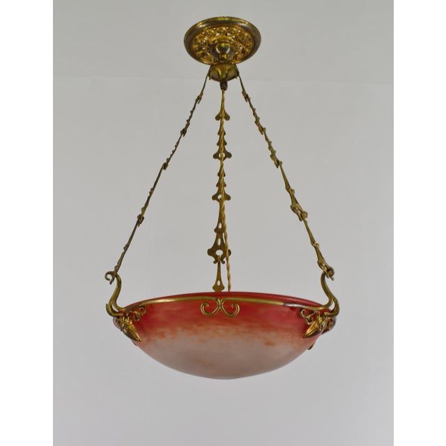 Metal French Art Deco Pendant Light by Charles Schneider - 1925 Chandelier France For Sale - Image 7 of 14