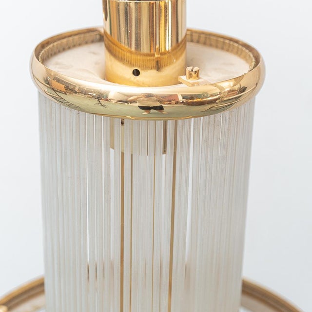 Vintage Chandelier with Glass Rods and Brass Details, 1970s For Sale - Image 6 of 8