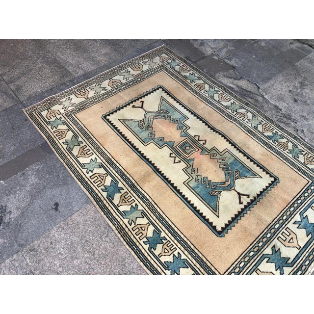 Textile 1960s Vintage Anatolian Handmade Tribal Rug- 3′11″ × 5′7″ For Sale - Image 7 of 11