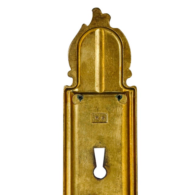 Metal French Parisian Louis XV Style Brass Door Backplates / Escutcheons - A Pair For Sale - Image 7 of 8