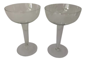 Midcentury Hollow Clear Champagne Glasses S/2