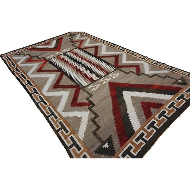 1930s Camel Field Antique Native American Tribal Geometric Flat Weave Kilim Rug For Sale - Image 4 of 10