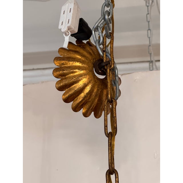 Vintage Italian Gilt Tole Crystal Chandelier For Sale - Image 12 of 12