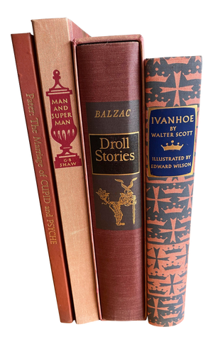 Illustrated Heritage Press Classics Warm Tone Bindings, Gold Leaf Stamping - Set of 4