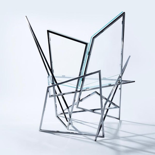 Sitting Bull Chair in Stainless Steel and Clear Glass and by Orfeo Studio For Sale - Image 4 of 9