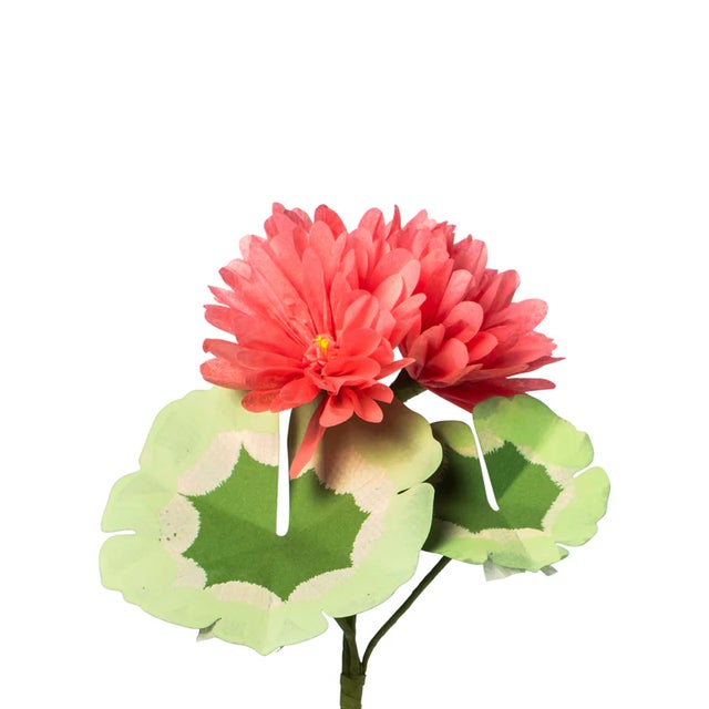 Paper mini geranium plant with hand painted leaves and 1 blossom in a beautiful aged terra cotta pot. Pictured here in...