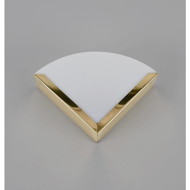 Italian Triangular Sconce in Brass and White Acrylic Glass, 1970s For Sale - Image 12 of 18