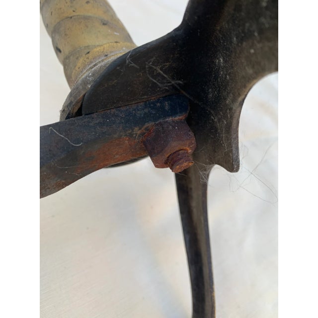 Metal Vintage 1960s Wrought Iron and Brass Andirons- a Pair For Sale - Image 7 of 10