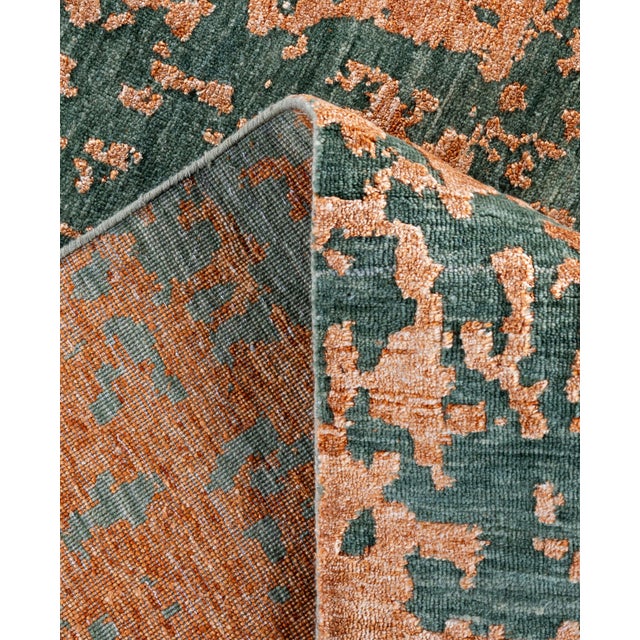 Ikat, One-of-a-Kind Hand-Knotted Area Rug - Green, 9' 2" x 12' 4" For Sale In New York - Image 6 of 8