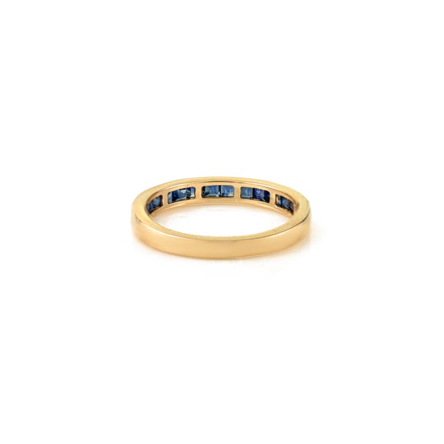14k Gold 1.21 Ct Natural Blue Sapphire Channel Set Half Eternity Band Size 5 by VRJewels For Sale - Image 9 of 16