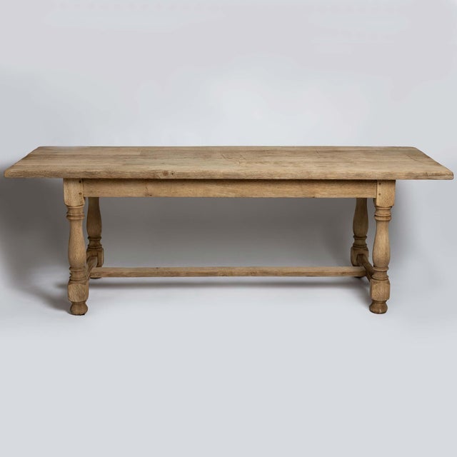 Sand Bleached Oak Trestle Table For Sale - Image 8 of 8