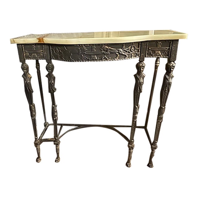 1950s Onyx Top Console Table For Sale