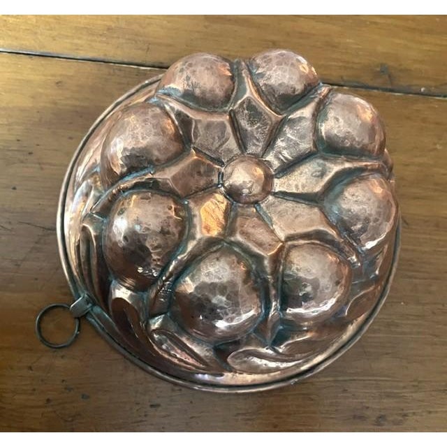 French Country European Hand Hammered Vintage Copper Pudding Mold For Sale - Image 3 of 5