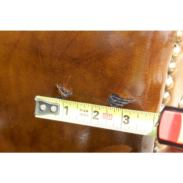 Vintage Tufted Faux Leather Wingback Armchair – Chesterfield Library Chair For Sale - Image 17 of 18