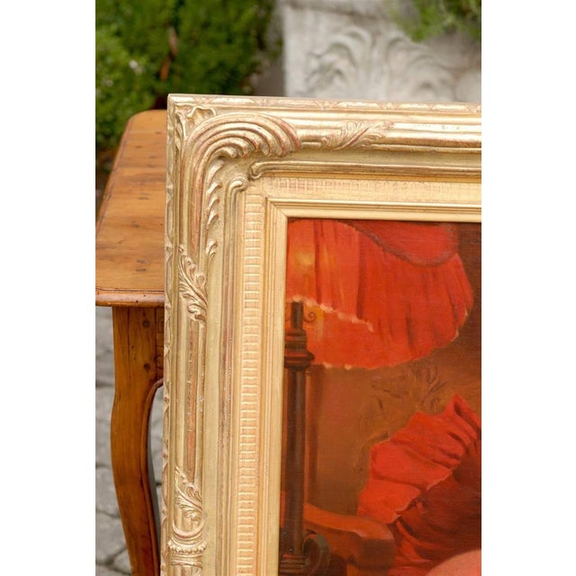 English Late 19th Century Vertical Oil Painting of a Dog Sitting in an Armchair For Sale - Image 10 of 10