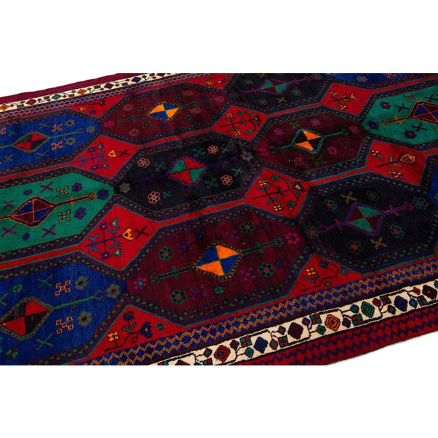 1960s 1960s Handmade Bidjar Persian Wool Rug With Multicolor Design For Sale - Image 5 of 7