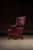Oxblood Red Mid 20th Century Tufted Leather Wingback Chesterfield Armchair With Ottoman in Oxblood For Sale - Image 8 of 15