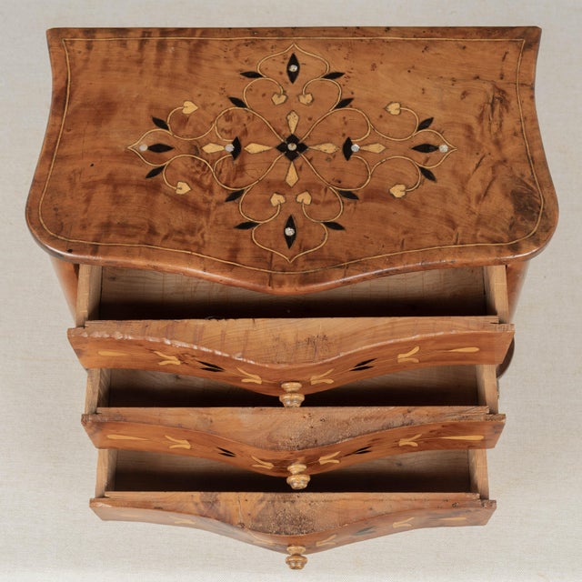 1900 - 1909 French Louis XV Miniature Commode, Solid Cherry With Inlay, Circa 1900 For Sale - Image 5 of 9