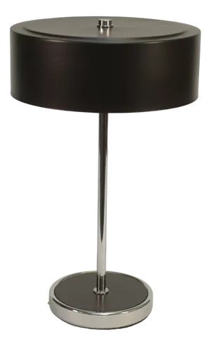 Desk Lamp with Chrome Metal, Black Lacquered Lampshade, 1970s