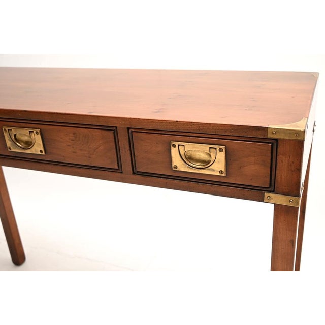Military Campaign Yew Wood Console Table, 1930s For Sale - Image 10 of 12