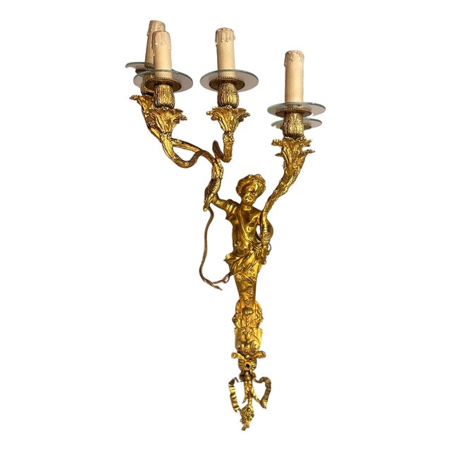 Napoleon III Louis XV Apply Cherub, Ormolú , France, 19th Century For Sale